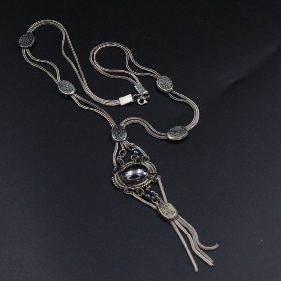 STERLING SILVER ETRUSCAN HEMATITE ANATOLI STYLE NECKLACE SET - Picture 11 of 16